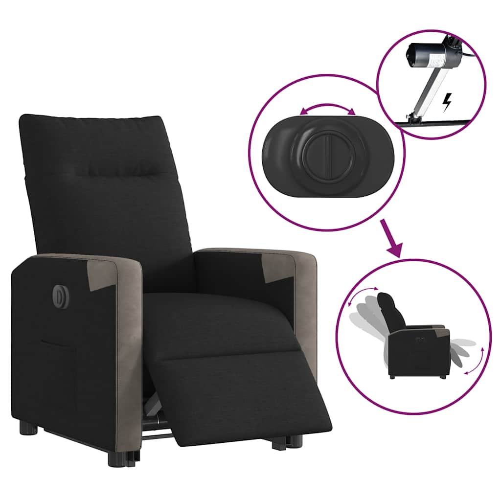 Fauteuil inclinable électrique noir tissu