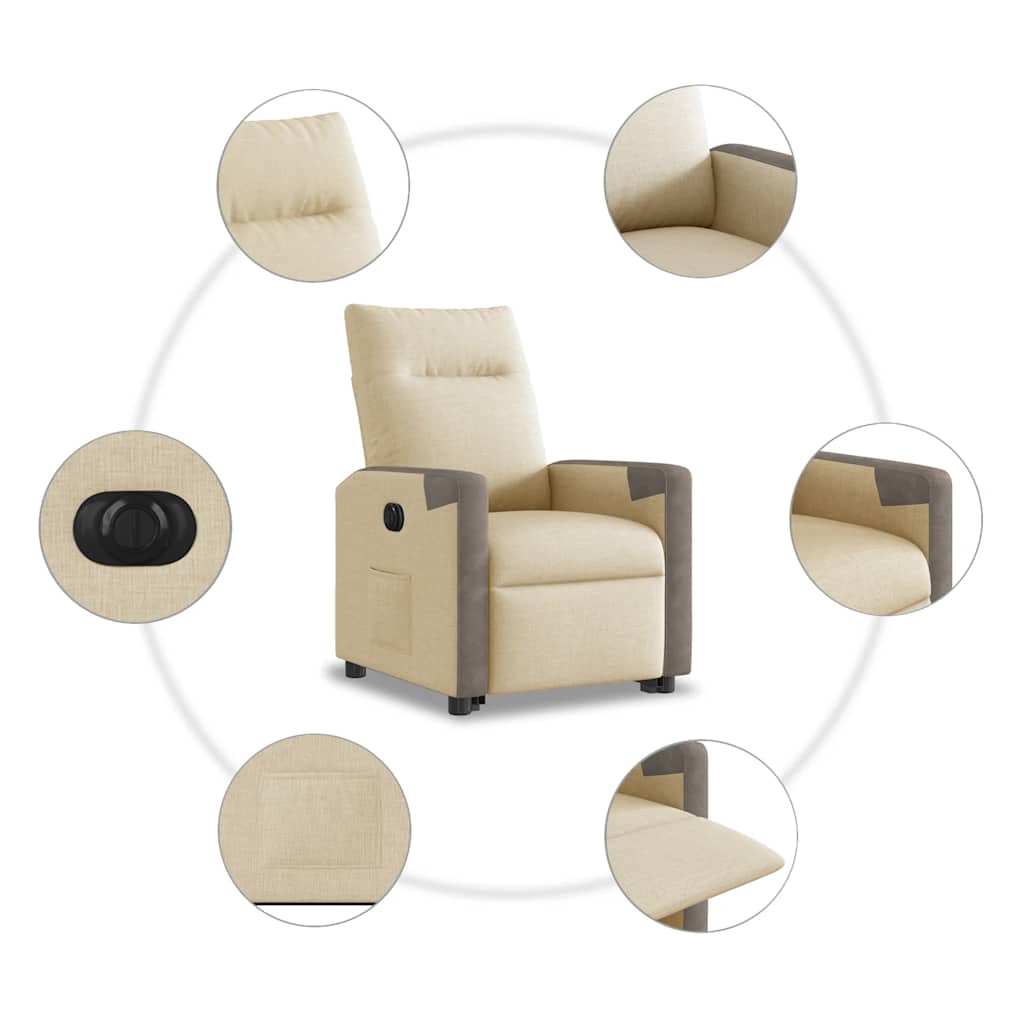 Fauteuil inclinable électrique crème tissu