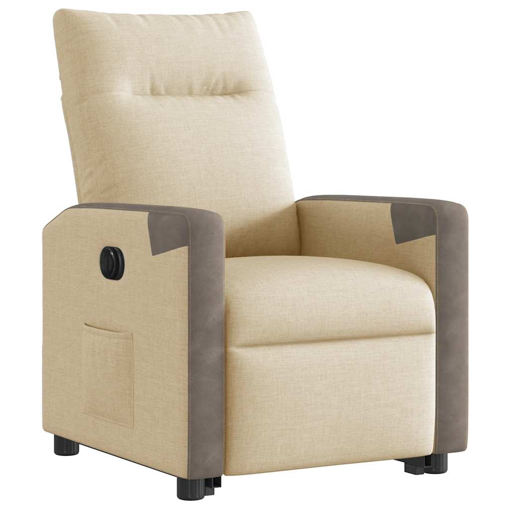 Fauteuil inclinable électrique crème tissu