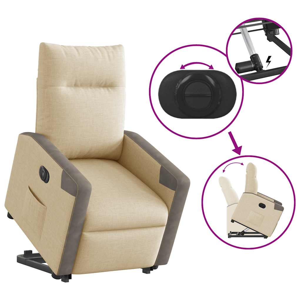 Fauteuil inclinable électrique crème tissu