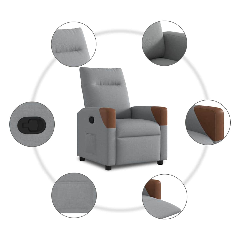 Fauteuil inclinable Gris clair Tissu