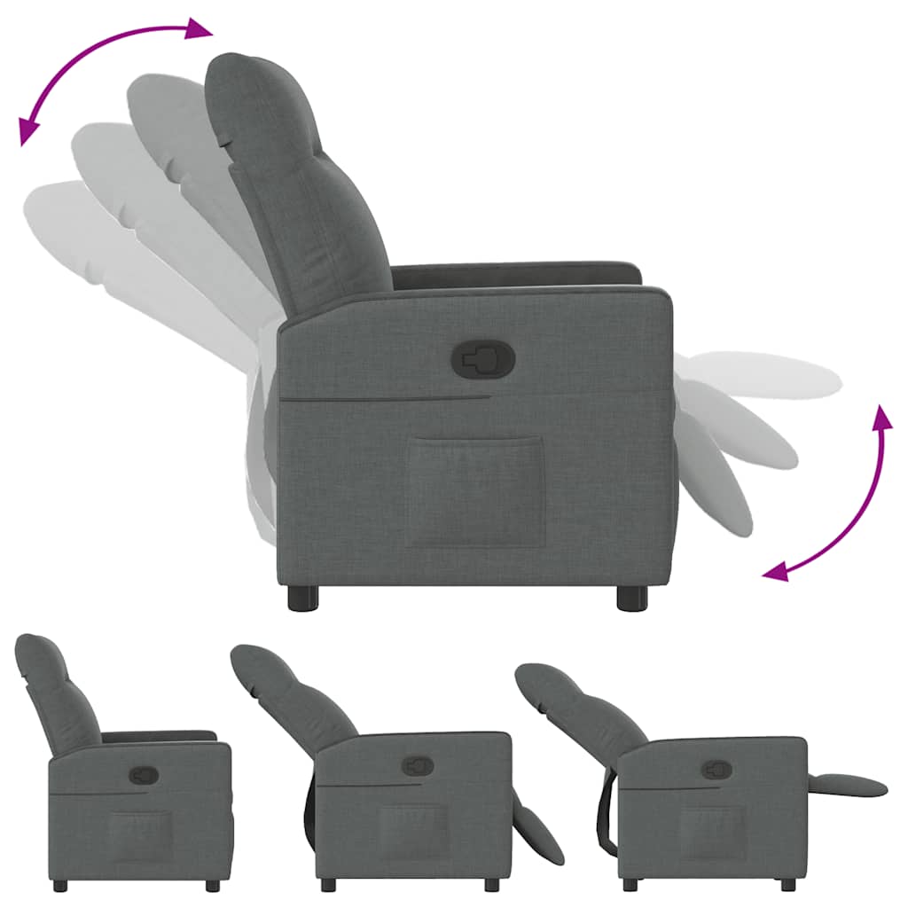 Fauteuil inclinable en tissu gris foncé