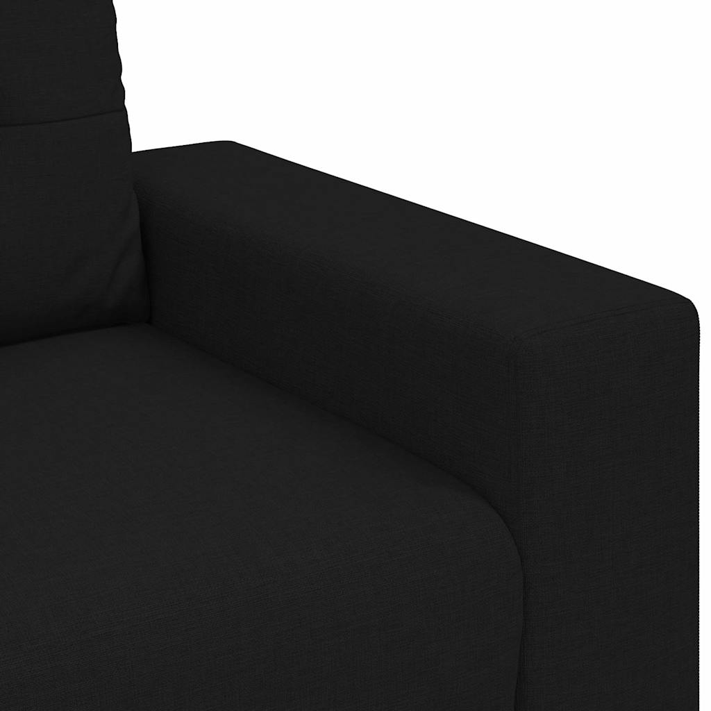 Ensemble de Canapés avec coussin avec oreiller Noir tissu
