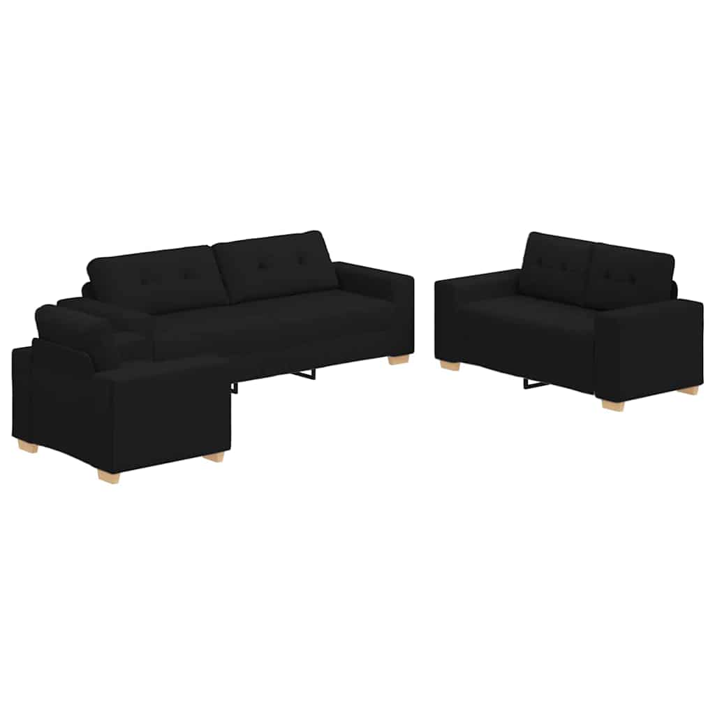 Ensemble de Canapés avec coussin avec oreiller Noir tissu