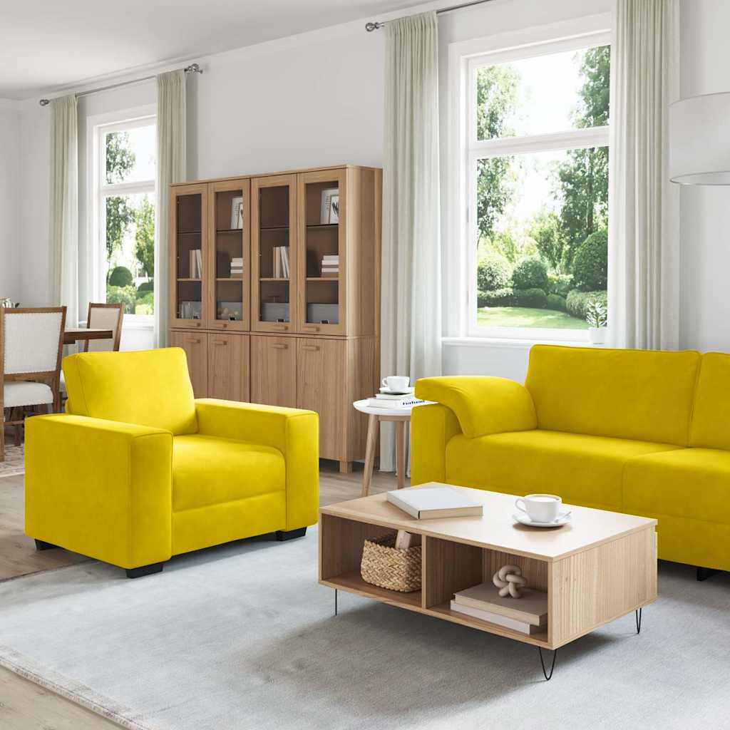 Ensemble de canapés 3 pcs avec coussins Jaune Velours