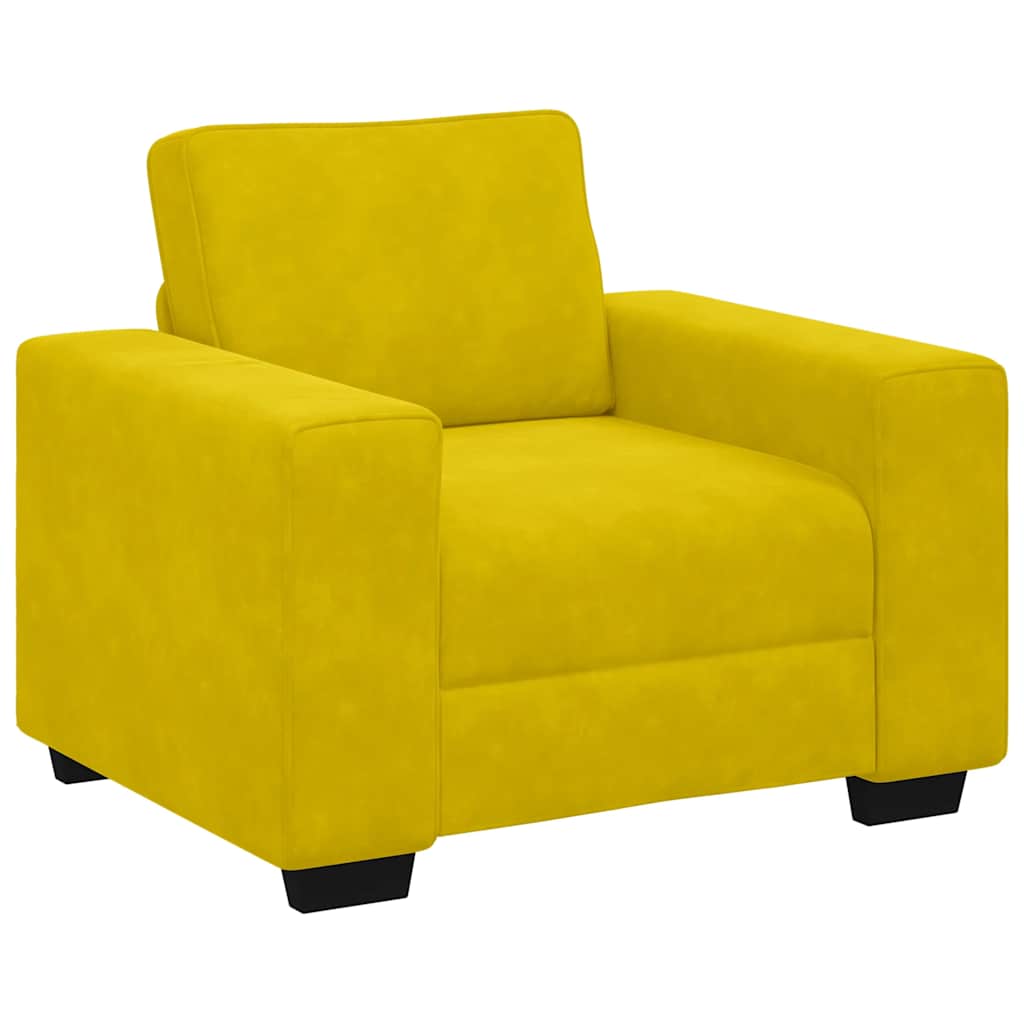Ensemble de canapés 3 pcs avec coussins Jaune Velours