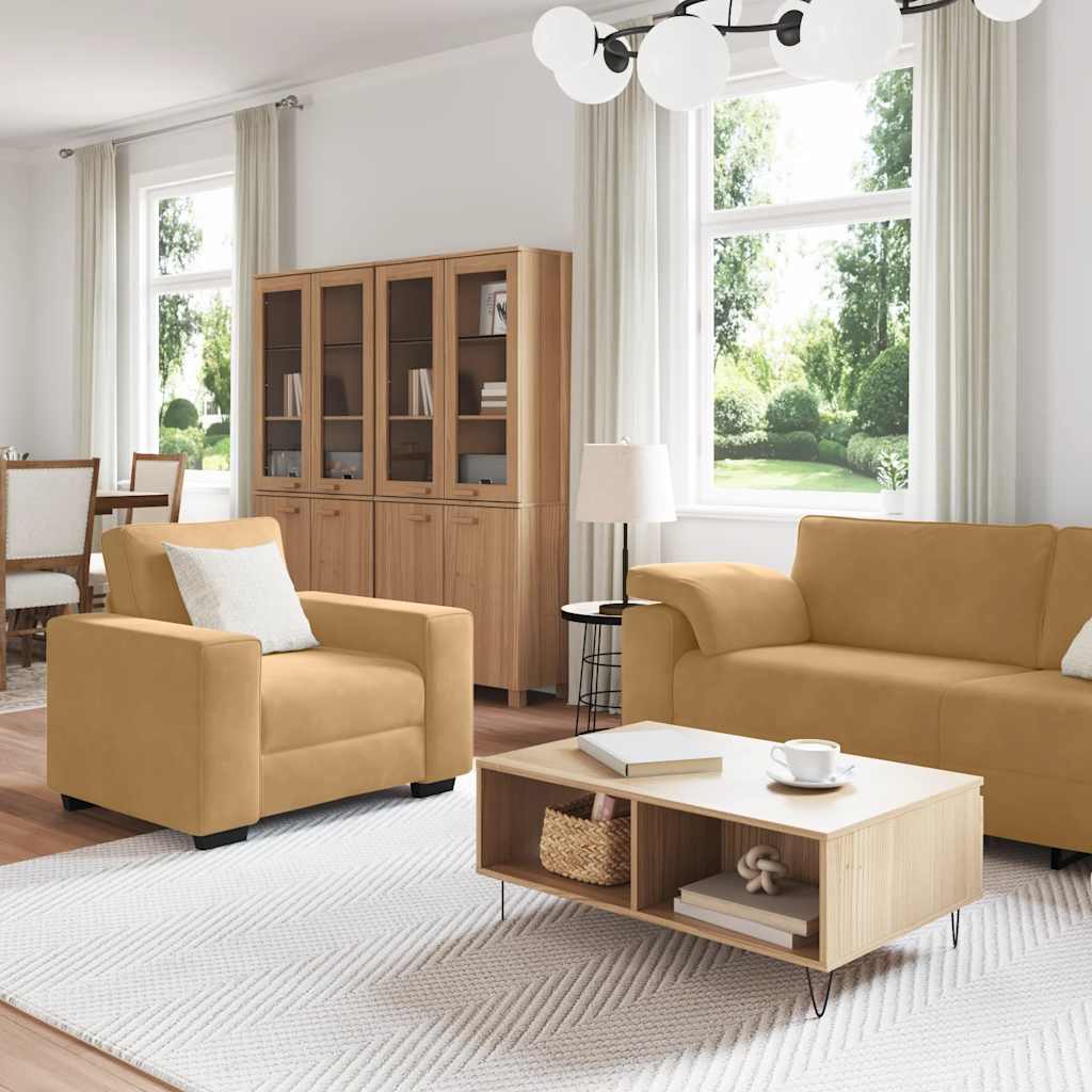 Ensemble de canapés 3 pcs avec coussins Marron Velours