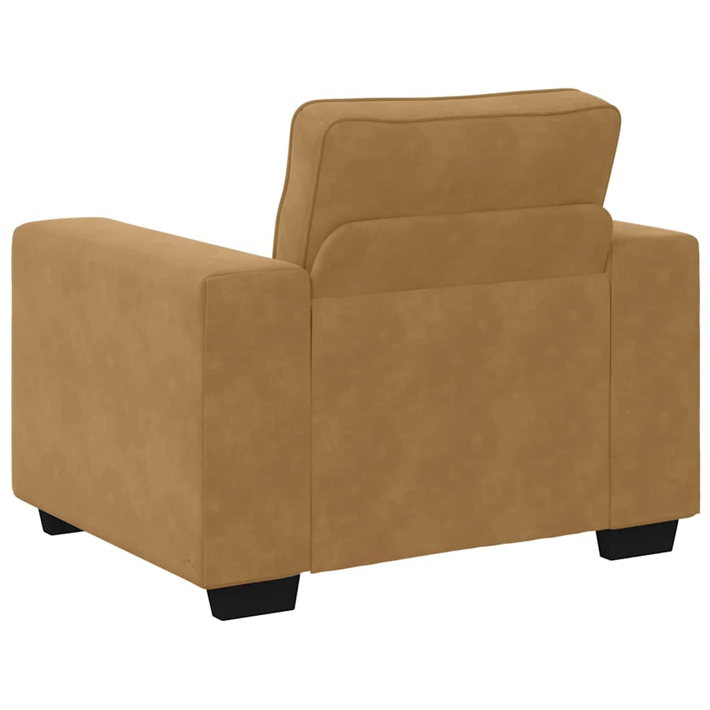 Ensemble de canapés 3 pcs avec coussins Marron Velours