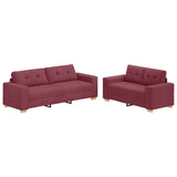 Ensemble de Canapés 2 pcs Bordeaux 221 x 78 x 80 cm Tissu