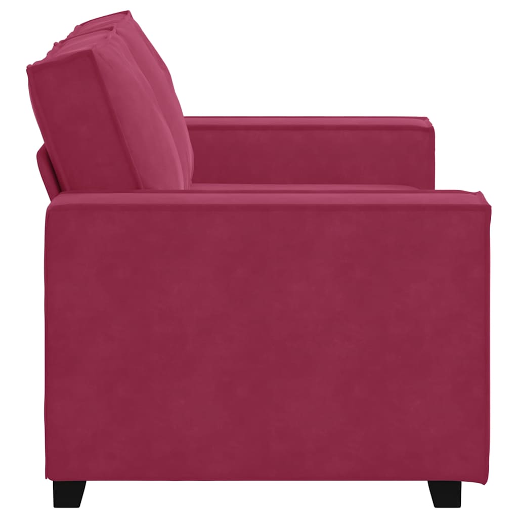 Canapé à 2 places Rouge bordeaux 120 cm Velours