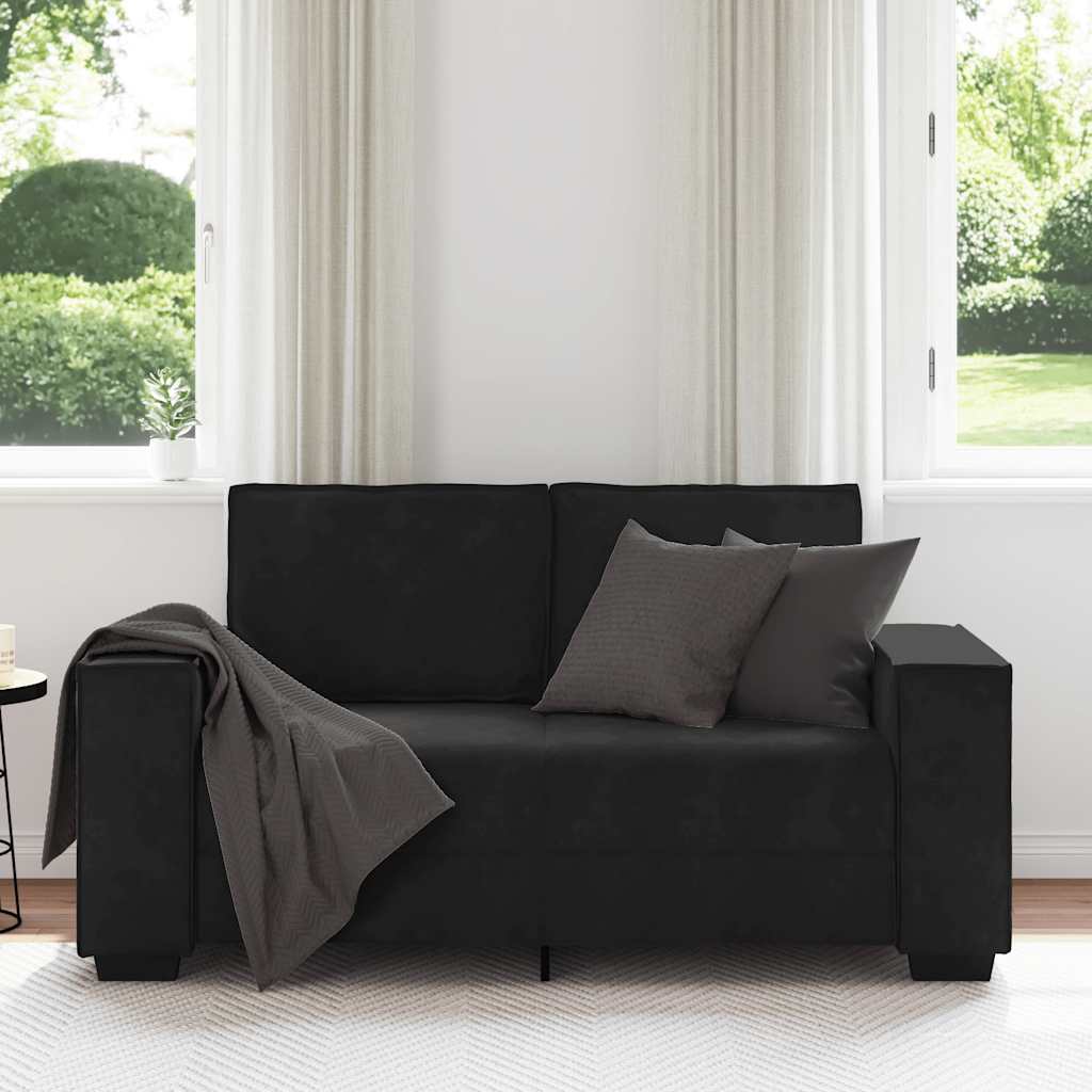 Canapé à 2 places Noir 120 cm Velours