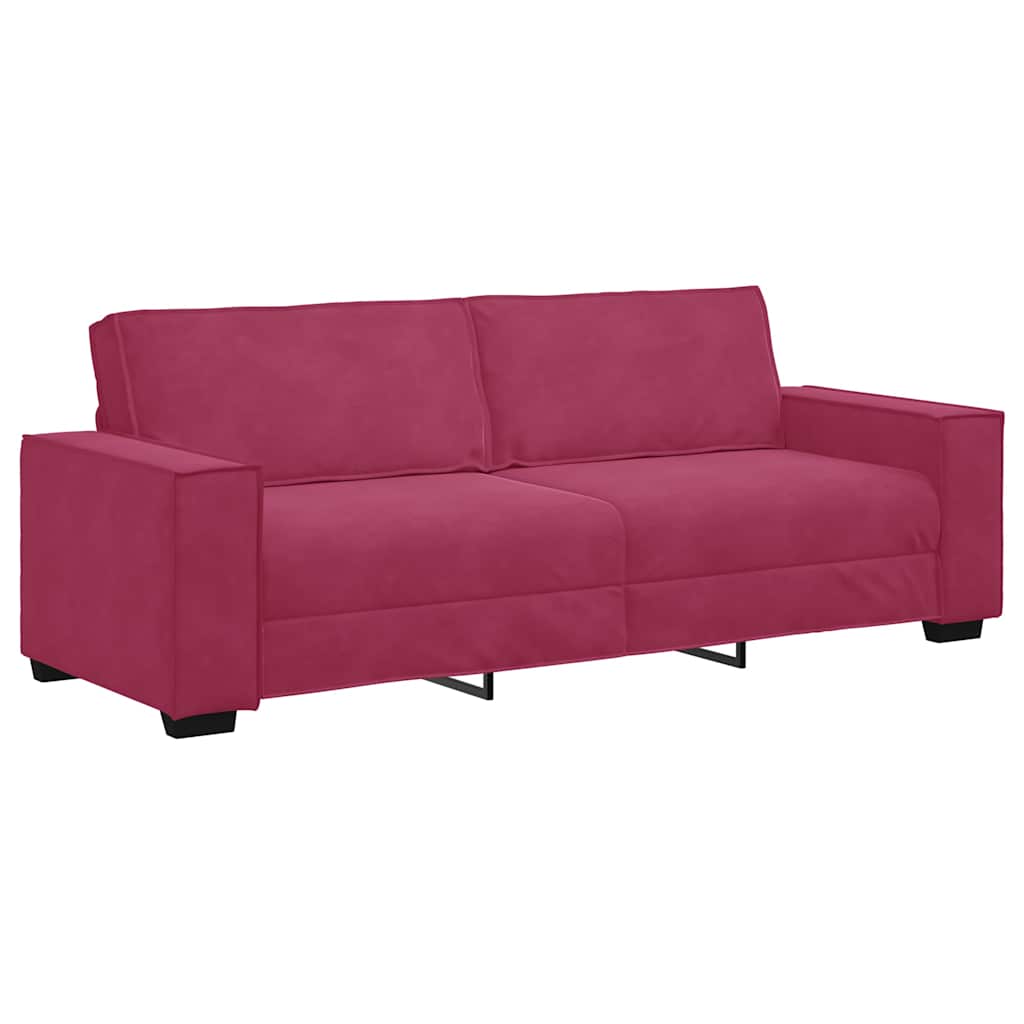 Canapé à 3 places Rouge bordeaux 180 cm Velours
