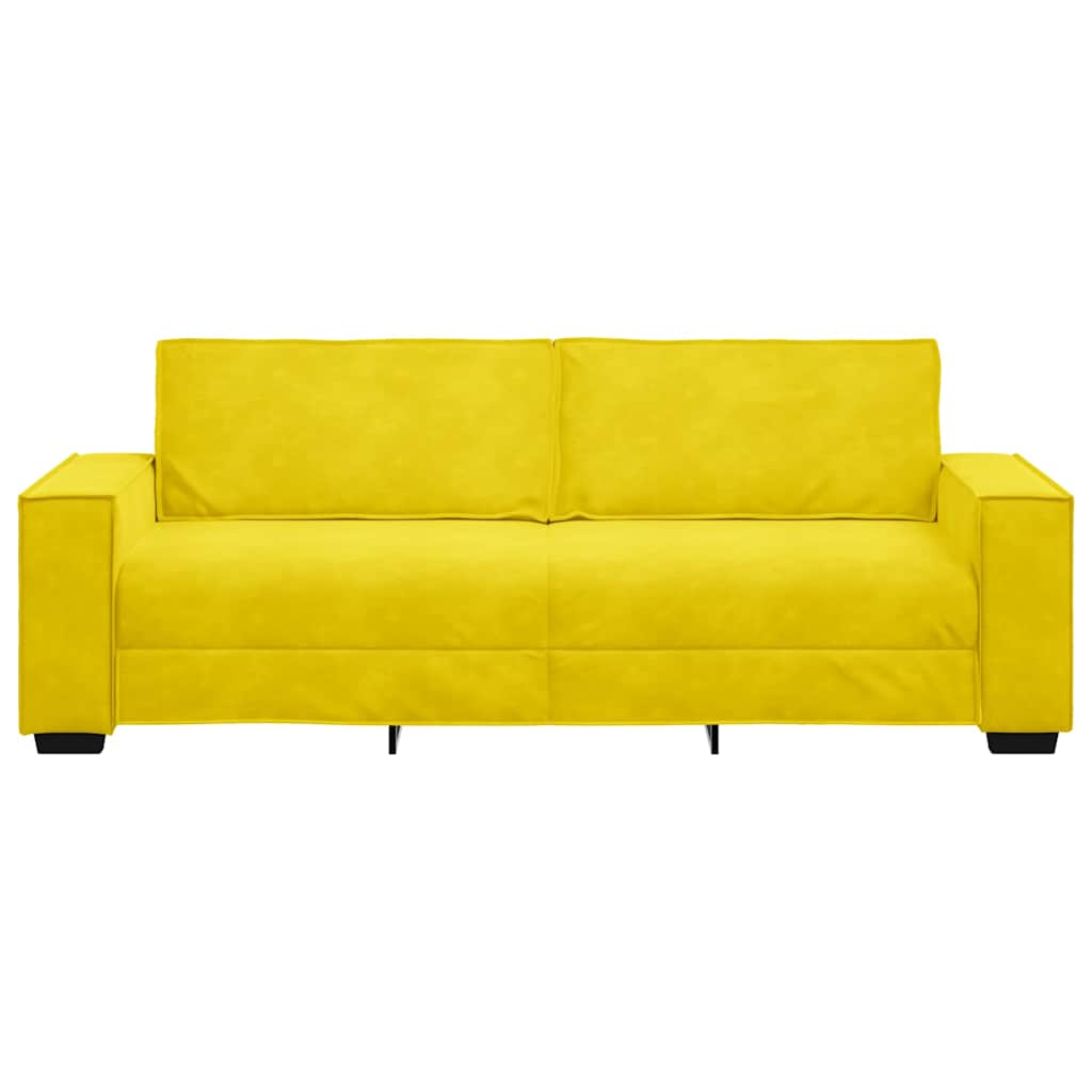Canapé à 3 places Jaune 180 cm Velours