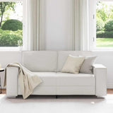 Canapé Loveseat 140 cm avec coussin Blanc Faux cuir