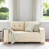 Canapé deux places avec coussin Crème tissu