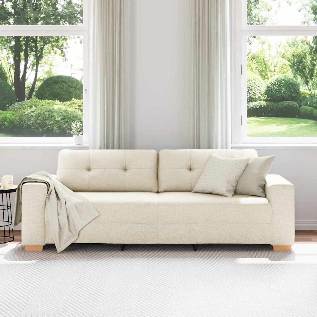 Canapé avec coussin avec oreiller Beige 220 x 78 x 84 cm Lin