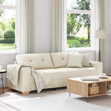 Canapé avec coussin avec oreiller Beige 220 x 78 x 84 cm Lin