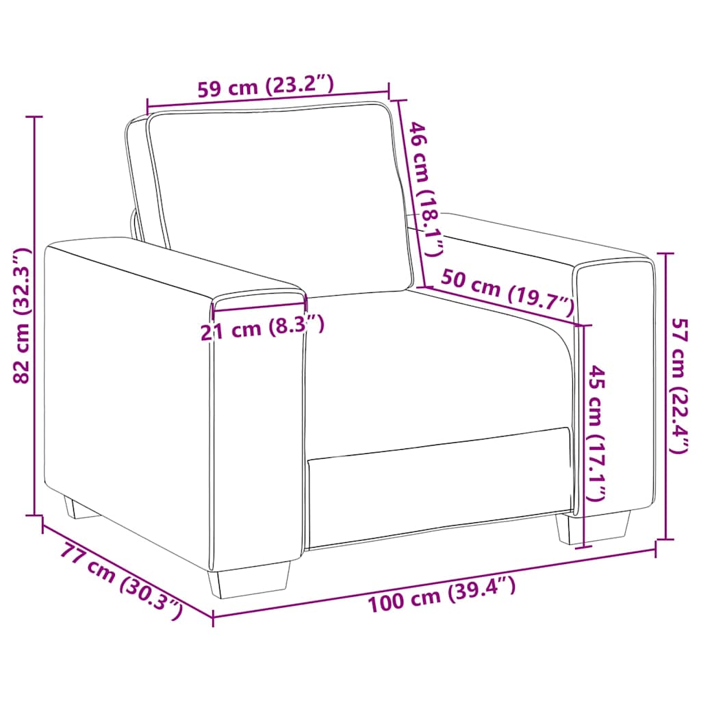 Canapé avec coussin avec oreiller Beige 100 x 77 x 82 cm Lin