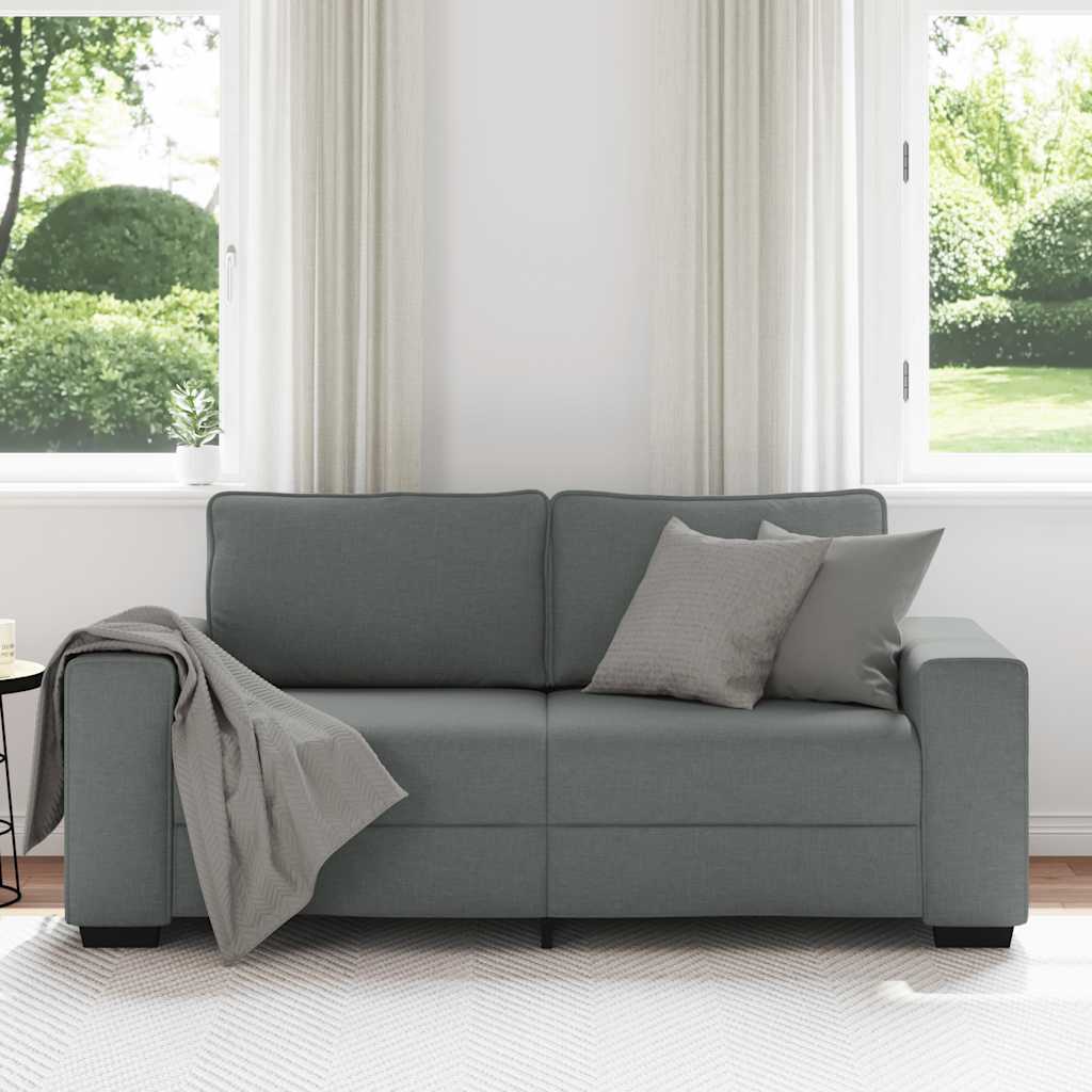 Canapé à 2 places gris foncé 140 cm tissu