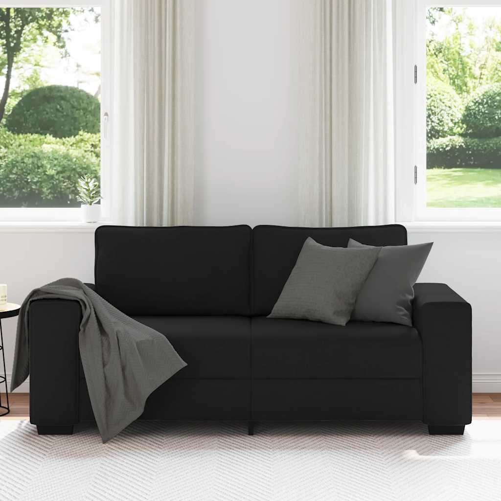 Canapé à 2 places noir 140 cm tissu