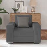 Fauteuil gris foncé 60 cm tissu velours côtelé