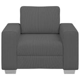 Fauteuil gris foncé 60 cm tissu velours côtelé