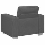 Fauteuil gris foncé 60 cm tissu velours côtelé