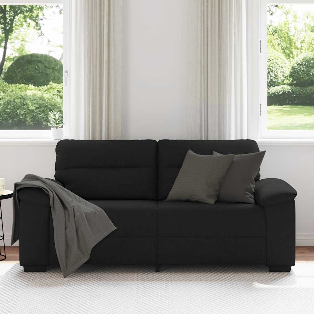 Canapé à 2 places noir 140 cm tissu