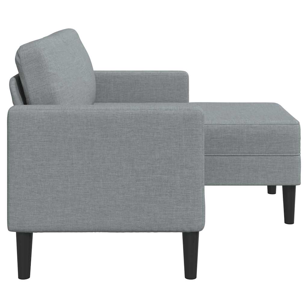 Canapé 2 places avec méridienne en L gris clair 125 cm tissu