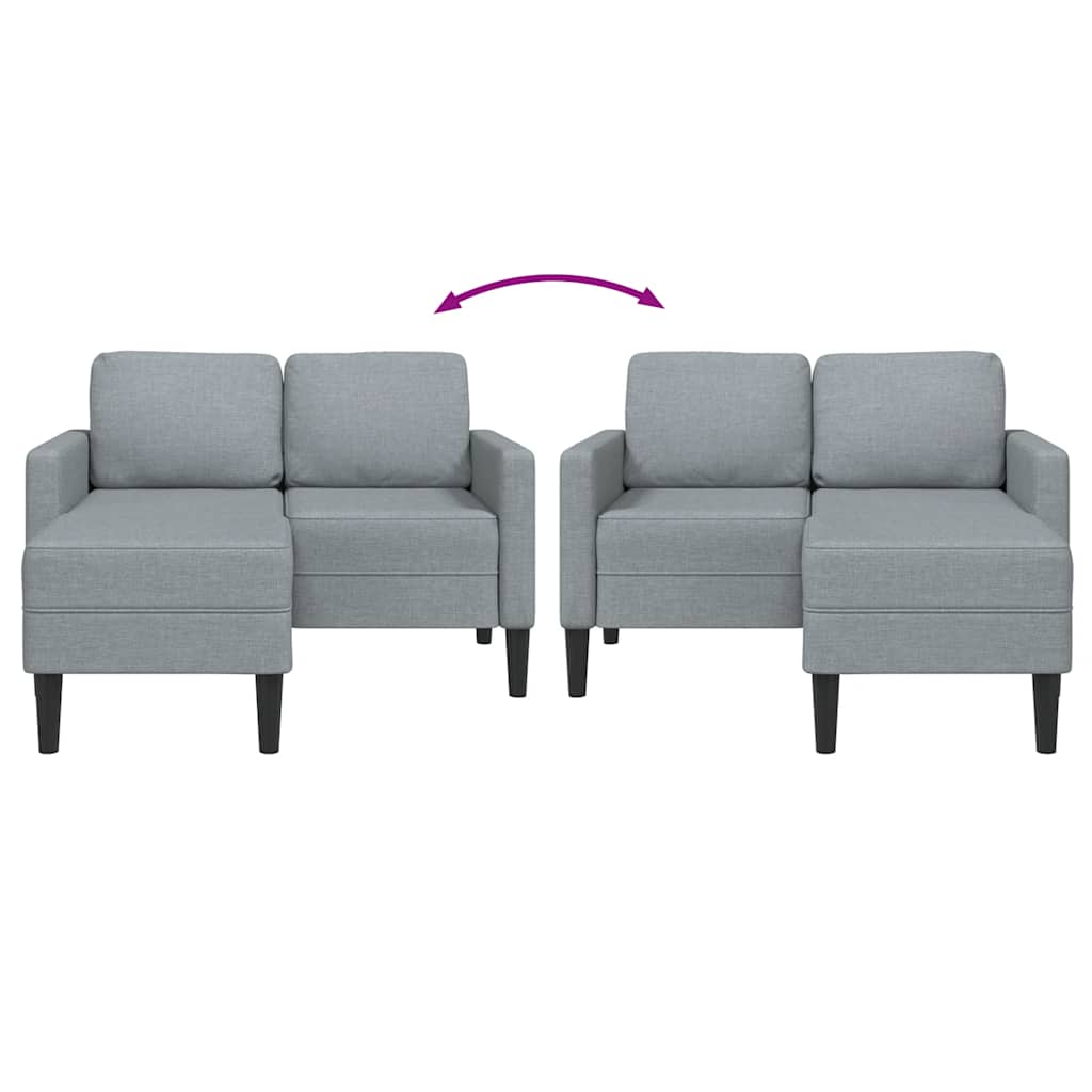 Canapé 2 places avec méridienne en L gris clair 125 cm tissu