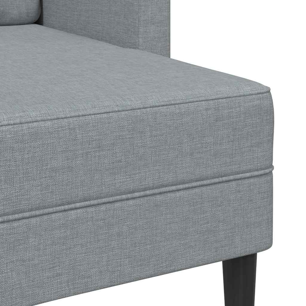 Canapé 2 places avec méridienne en L gris clair 125 cm tissu