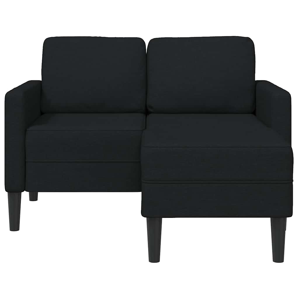 Canapé 2 places avec méridienne en L noir 125 cm tissu