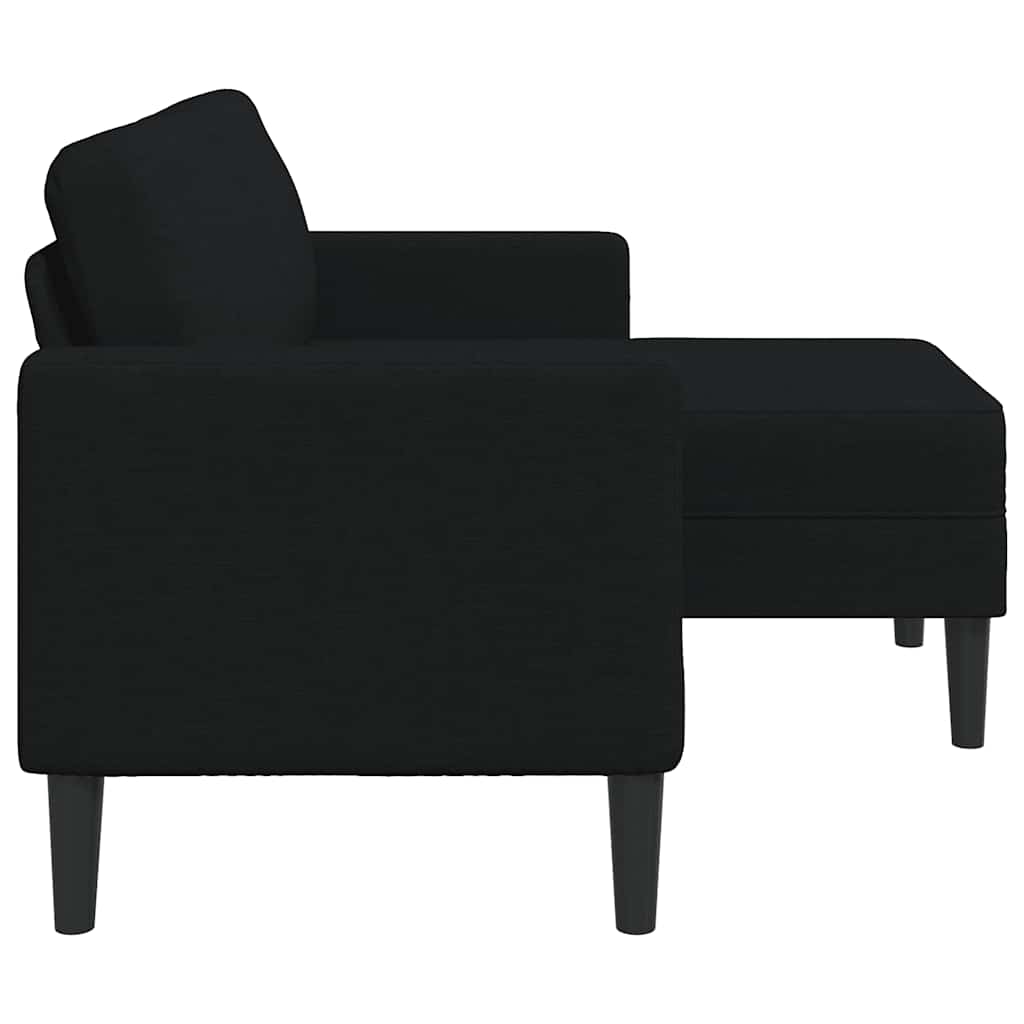 Canapé 2 places avec méridienne en L noir 125 cm tissu