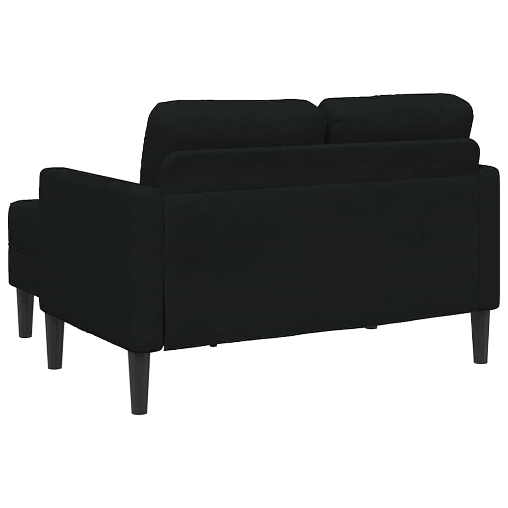 Canapé 2 places avec méridienne en L noir 125 cm tissu