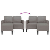 Canapé 2 places avec méridienne en L taupe 125 cm tissu