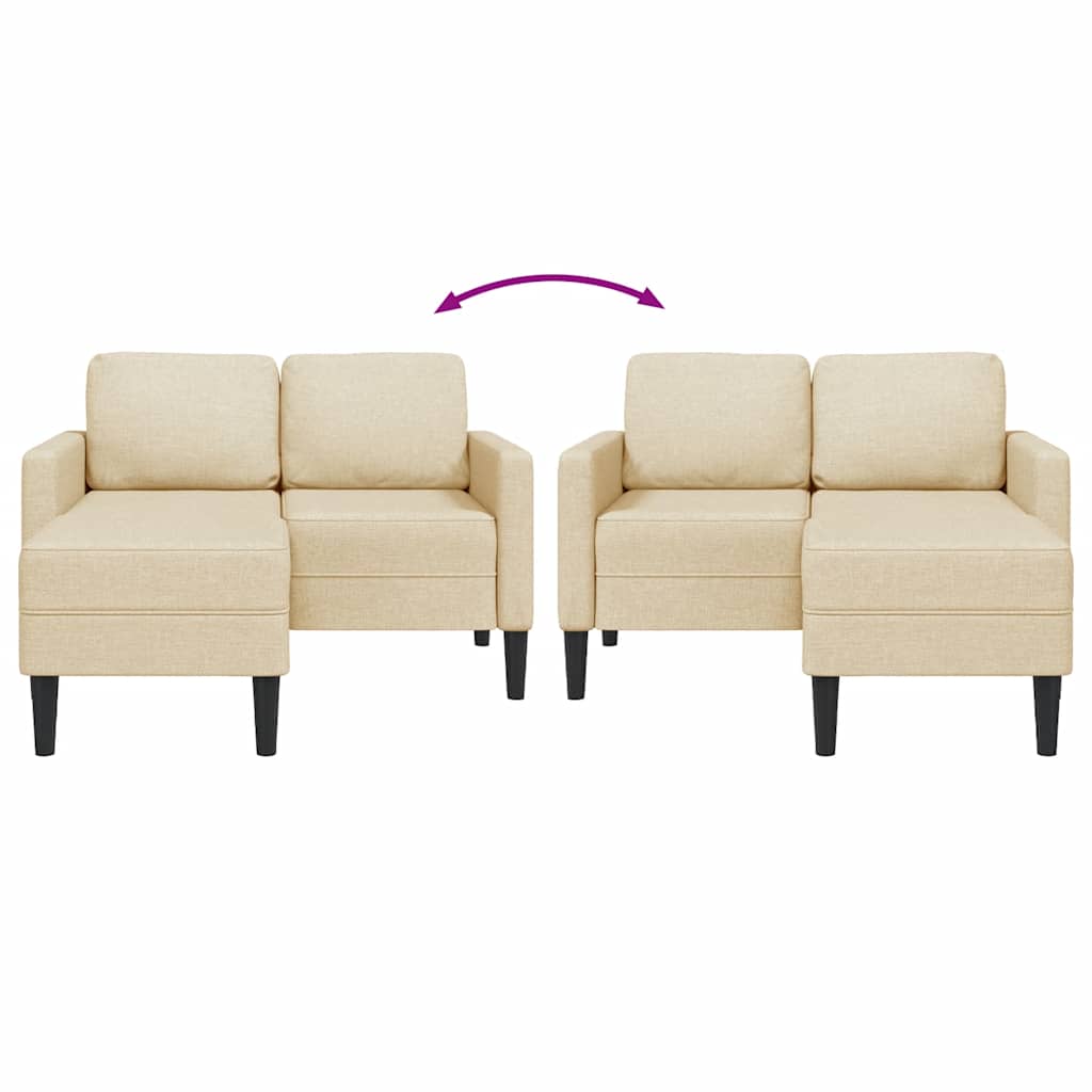 Canapé 2 places avec méridienne en L crème 125 cm tissu