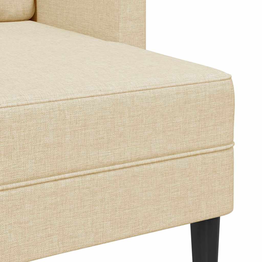 Canapé 2 places avec méridienne en L crème 125 cm tissu