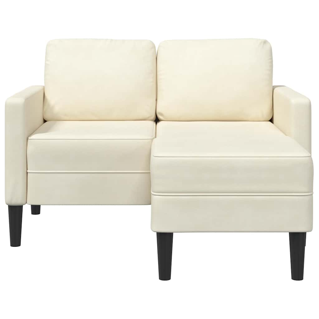 Canapé 2 places avec méridienne en L crème 125 cm velours
