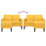 Canapé 2 places avec méridienne en L jaune clair 125 cm Lin