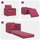 Canapé-lit avec coussin Rouge bordeaux 74 x 77 x 81 cm Velours