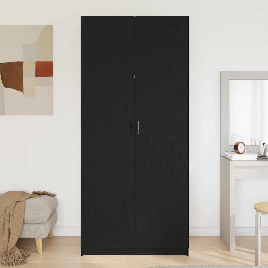 Armoire avec stockage Noir 90 x 52 x 200 cm Bois d'ingénierie