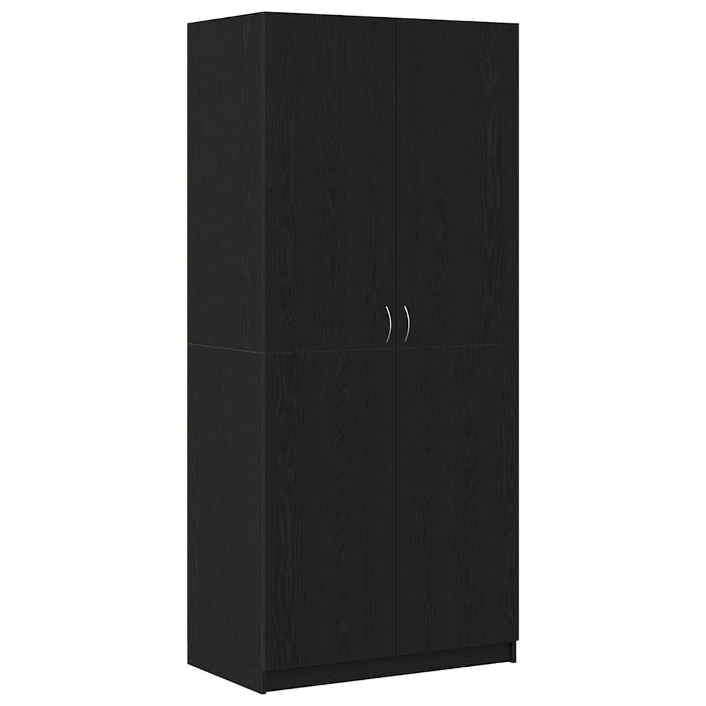 Armoire avec stockage Noir 90 x 52 x 200 cm Bois d'ingénierie