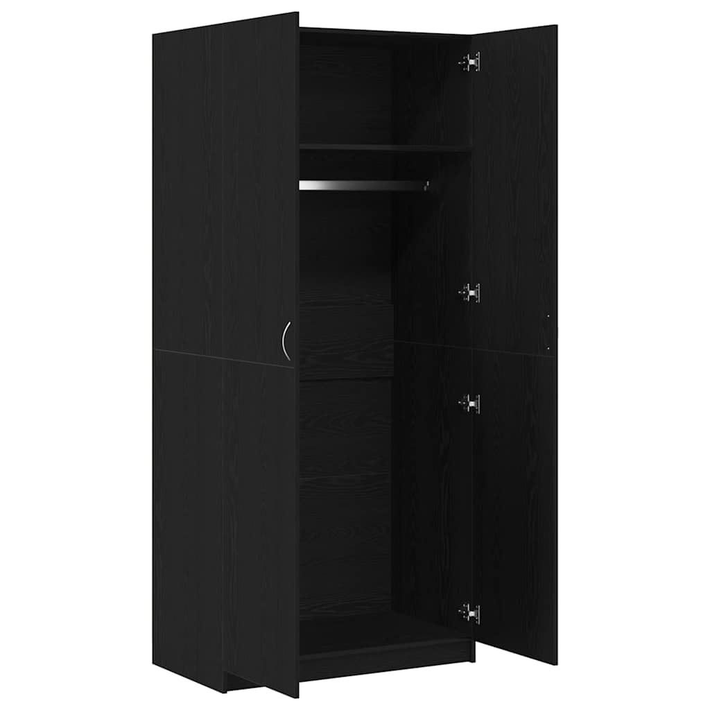 Armoire avec stockage Noir 90 x 52 x 200 cm Bois d'ingénierie