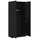Armoire avec stockage Noir 90 x 52 x 200 cm Bois d'ingénierie