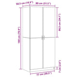 Armoire avec stockage Noir 80 x 51 x 180 cm Bois d'ingénierie