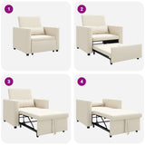 Canapé Lit Simple Blanc crème 90 x 165 x 87 cm tissu