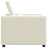 Canapé Lit Simple avec des roues Crème 90 x 165 x 87 cm Velours