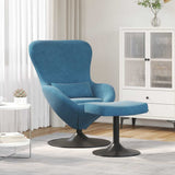 Chaise Œuf avec Pouf Bleu 63 x 73 x 90 cm Velours