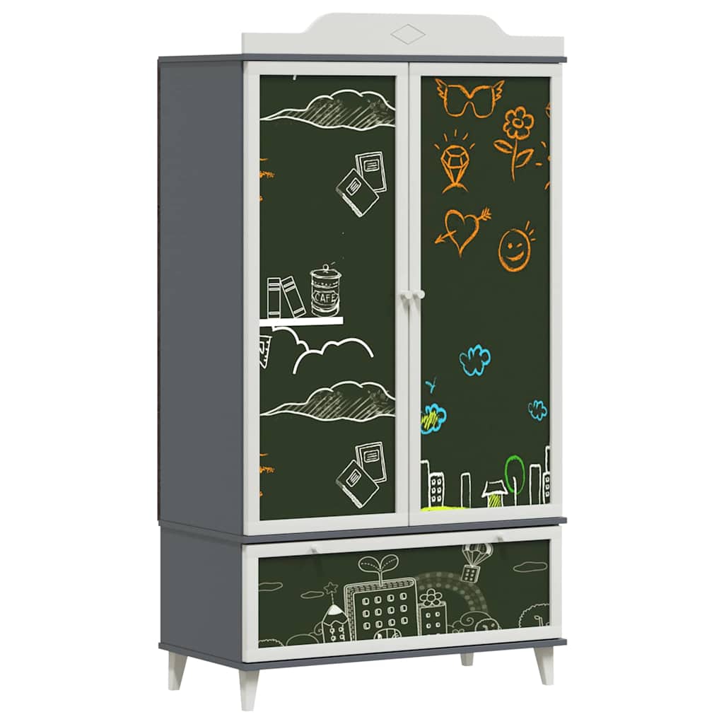 Armoire Tableau Noir avec porte Gris et blanc Bois d'ingénierie