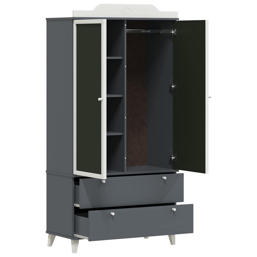 Armoire Tableau Noir avec porte Gris et blanc Bois d'ingénierie